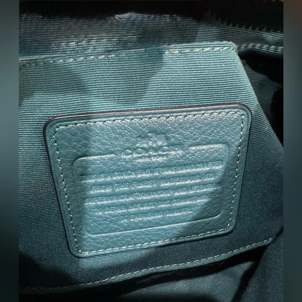 Coach Teal Pebbled Leather Shoulder Bag - Picture 6 of 7